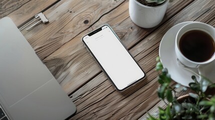 Blank mobile phone screen on white background for app design
