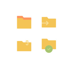 Fototapete - Set of file and folder related icons, repository, sync and flat line variety vectors.	
