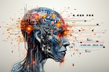 Wall Mural - Neural network, visualization, human brain, analog, intricate, detailed, complexity, visual representation