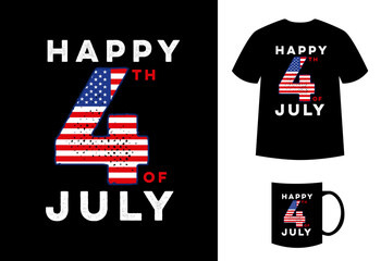 Wall Mural - Happy 4th of july t-shirt SVG