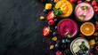 © Abu - Wonderful Flat lay colorful smoothies in glasses