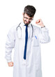 © Krakenimages.com - Young doctor man wearing hospital coat over isolated background stretching back, tired and relaxed, sleepy and yawning for early morning