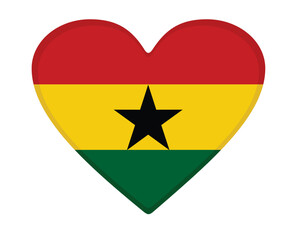 Wall Mural - Ghana flag heart shaped. vector