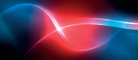Aufkleber - Neon glowing circle rays, light round lines in the dark, planet style neon wave lines. Energetic electric concept design for wallpaper, banner, background