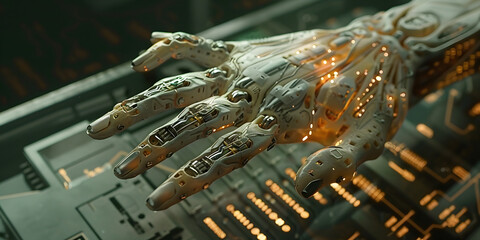 Poster - Anatomy human hand robot digital circuit technology designs