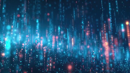 Poster - Abstract digital blue and red light streaks on a dark background, representing technology, data flow, and futuristic concepts.