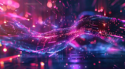 Poster - Vibrant digital art showcasing colorful neon lights and abstract patterns in a dynamic, futuristic, and captivating visual experience.