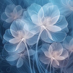 Wall Mural - Art background with  x-ray flowers. Blooming flowers. Beautiful floral backdrop. Illustration for cover, card, postcard, interior design, packaging, invitations or print