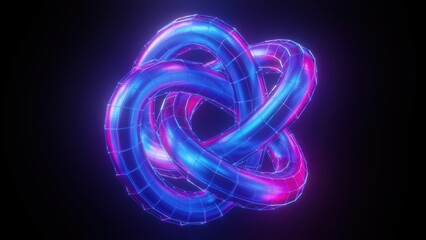 Poster - Glow Twisted torus. Computer generated 3d render