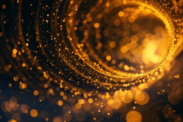 Poster - A close-up shot of a swirling vortex of warm, golden bokeh lights against a dark background. The abstract design creates a vibrant and energetic feel