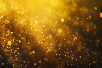 Poster - Soft-focus photo of yellow particles floating in the air, with a shallow depth of field creating a blurred background