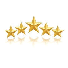 five gold stars representing a 5 star review or five star rating