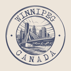 Canvas Print - Winnipeg, Canada Stamp City Postmark. Silhouette Postal Passport. Round Vector Icon. Vintage Postage Design.	
