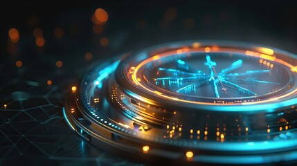 Poster - Futuristic glowing interface with neon lights showcasing advanced technology and innovation. Perfect for tech themes and digital designs.