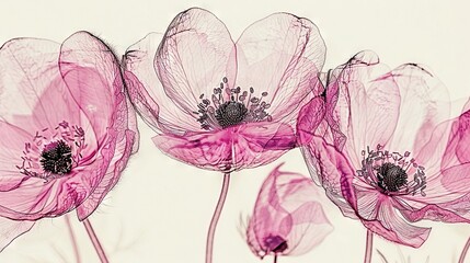 Poster -   A cluster of pink blossoms rests together on a white backdrop against a soft background