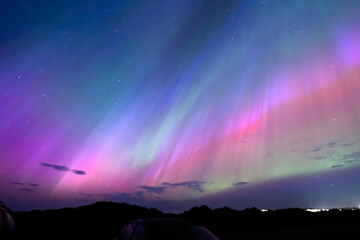 aurora borealis, northern lights in scotland, britain bright, colourful and standing out