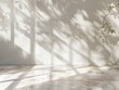 © Pemika - Abstract shadows of palm leaves on a textured white wall and marble floor, a tranquil tropical atmosphere