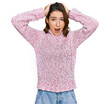 © Krakenimages.com - Young caucasian girl wearing wool winter sweater crazy and scared with hands on head, afraid and surprised of shock with open mouth