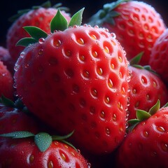 Poster - strawberry on black background