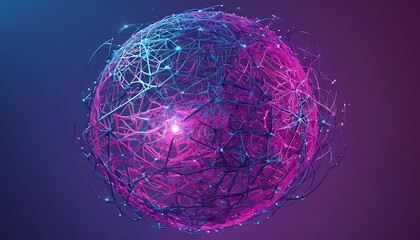 Vibrant Abstract Sphere of Interconnected Lights on Gradient Background