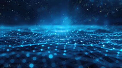 Poster - Abstract Digital Network Background - Abstract digital network background with glowing blue dots and lines representing connections and data flow. It symbolizes modern technology and communication. - 