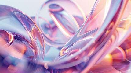 Poster - This abstract image features intertwining purple and pink fluid shapes, creating a visually stunning digital artwork with a modern and sleek aesthetic.
