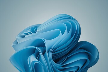 This is an abstract 3D rendering of a blue shape with smooth edges and a gradient from light to dark blue.

