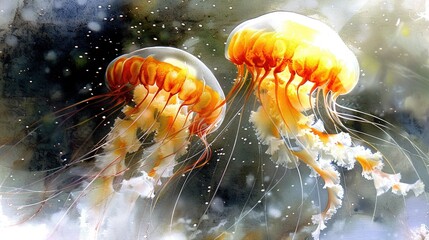  two transparent creatures in water with water droplets