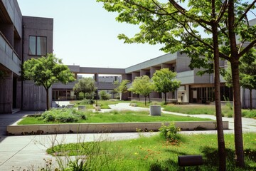 Wall Mural - The university has modern architecture, green spaces, and tranquil paths, suitable for studying and leisure AIG59