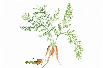 Wall Mural - Watercolor Carrot Illustration on White Background - Simplicity and Growth