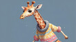 © Olena Yefremkina - Stylish T-shirt design of a funny giraffe in a cute knitted sweater.