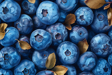 Blueberries pattern, watercolor illustration