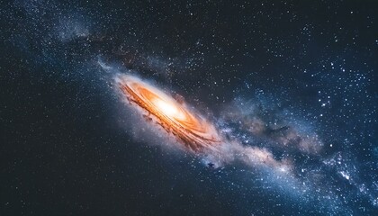 Beautiful galaxy and nebula in the night sky. Starry background perfect for astronomy and science enthusiasts. Glowing cosmic light and planets create an abstract and mystical 