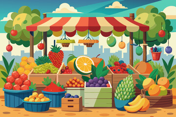 Wall Mural - Fresh organic food products shop on shelves