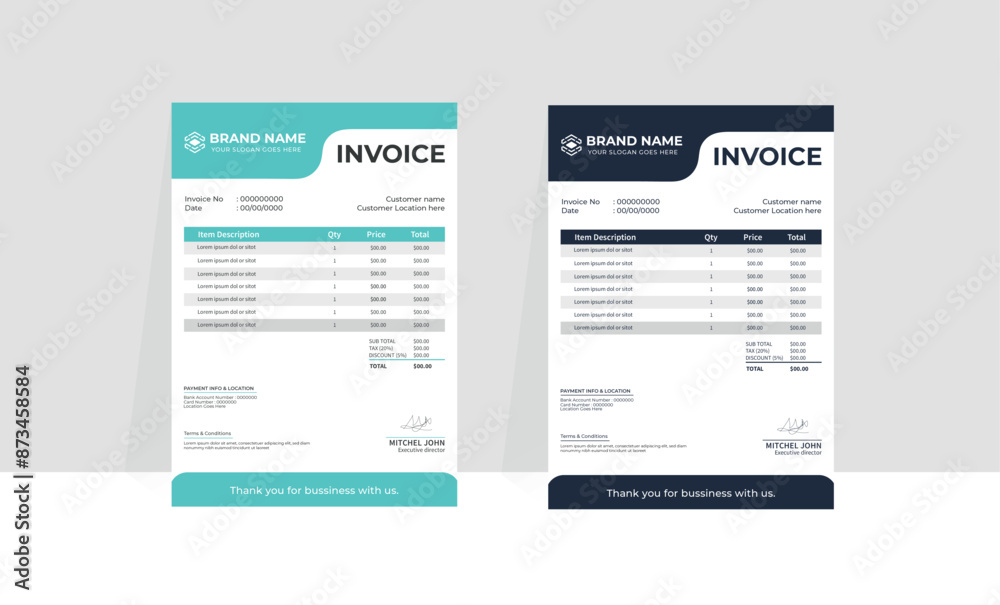Corporate Business Modern Invoice design template. Bill form price ...