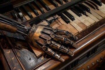 Poster - a mechanical hand on an old organ