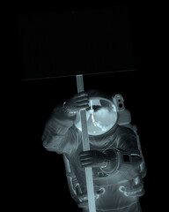 Wall Mural - astronaut is protesting close up view