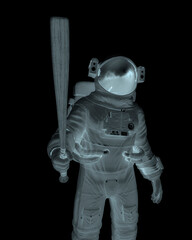 Wall Mural - astronaut is ready to play baseball