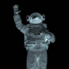 Wall Mural - astronaut is waving hello or good bye