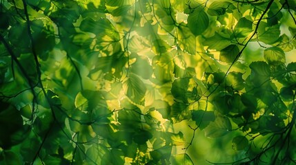 Poster - Sunlight Filtering Through Lush Green Foliage