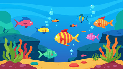 Poster - coral reef with fishes