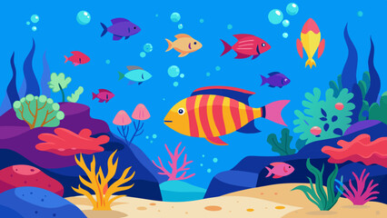 Wall Mural - coral reef with fishes