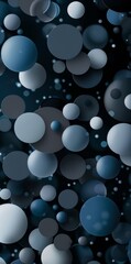 Poster - Abstract backdrop with dark blue and gray bubbles in 3D design