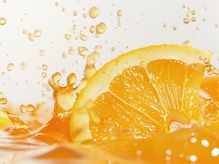 Poster - A splash of orange juice with a slice of orange in it