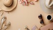 © Farid - Fashion women stylish accessories outfit glamour set on flat lay beige pastel vertical background table with copy mock up space, female clothing shopping sale concept, top view overhead close up.