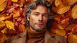 © JovialFox - Middle-Aged Caucasian Man in Autumn Fashion - Bright Background, Trendy Portrait, Seasonal Style