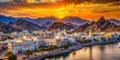 © Man888 - Breathtaking Muscat skyline at sunset with majestic architecture, endless coastline, and majestic Al Hajar Mountains rising dramatically in the picturesque Oman landscape.