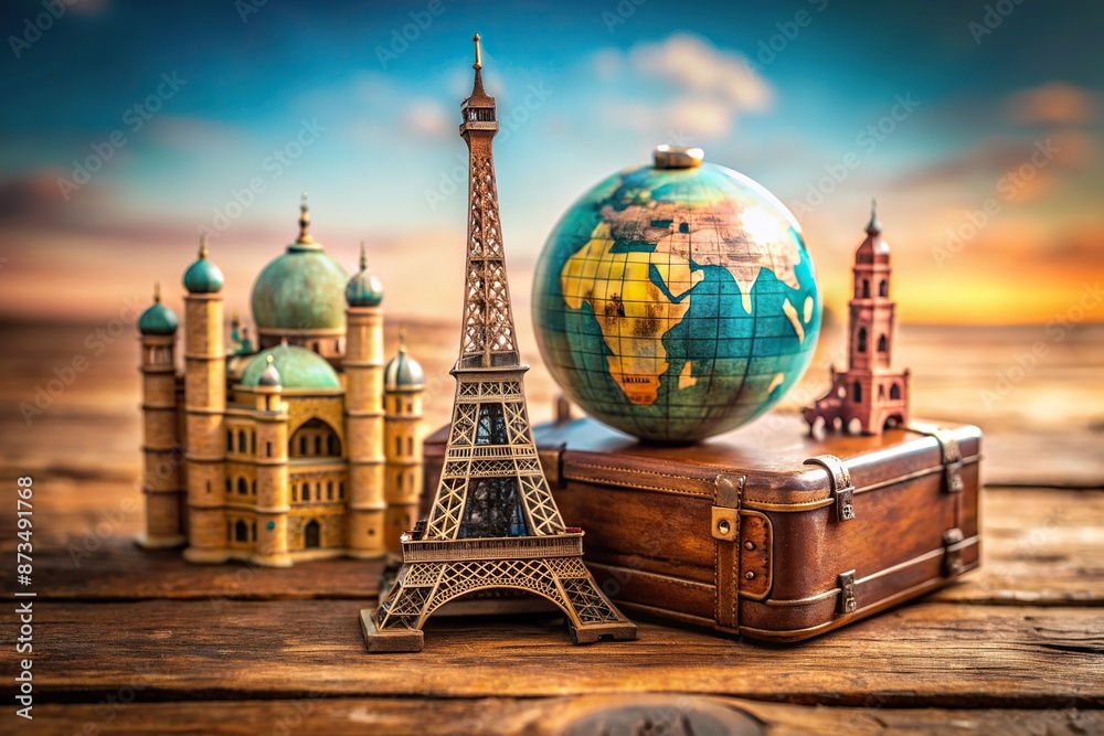 Vibrant miniature models of iconic landmarks like the Eiffel Tower, Taj ...