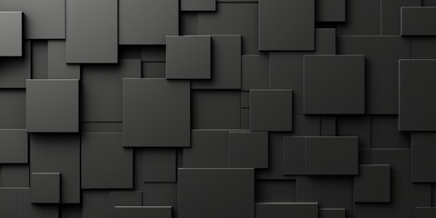 Poster - 3d wallpaper, abstract zen design, squares galssmorphism, in gradient black, HD, 4k, minimalistic 