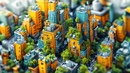 Poster - Futuristic city with skyscrapers and high-rise buildings